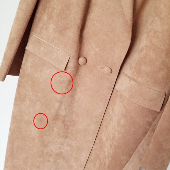 Vintage PT Princeton Custom Tailor Suede Double Breasted Long Belted Coat Beige - Picture 14 of 14